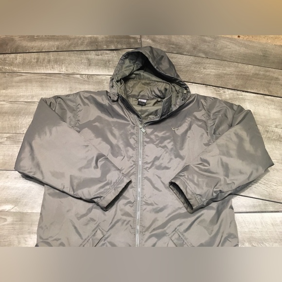 Vintage Nike Puffy Insulated Gray Hooded Full Zip Parka Coat Jacket Size Large - Picture 3 of 14